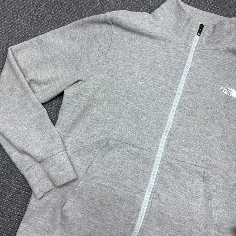 The North Face Mens Full Zip Sweatshirt Gray Heather Mock Neck Jacket Size M